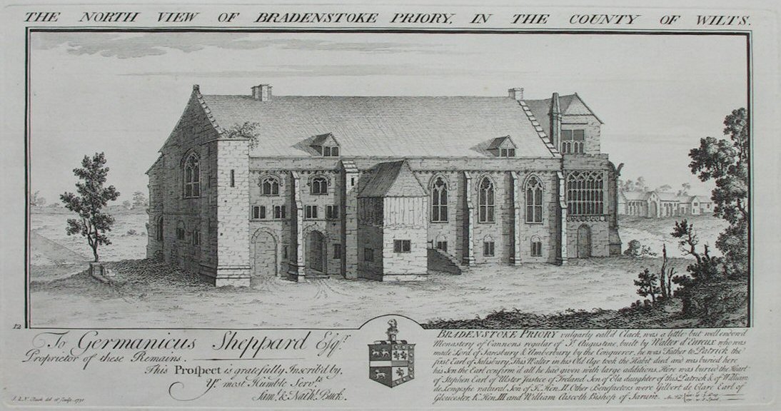Print - The North View of Bradenstoke Priory in the County of Wilts - Buck
